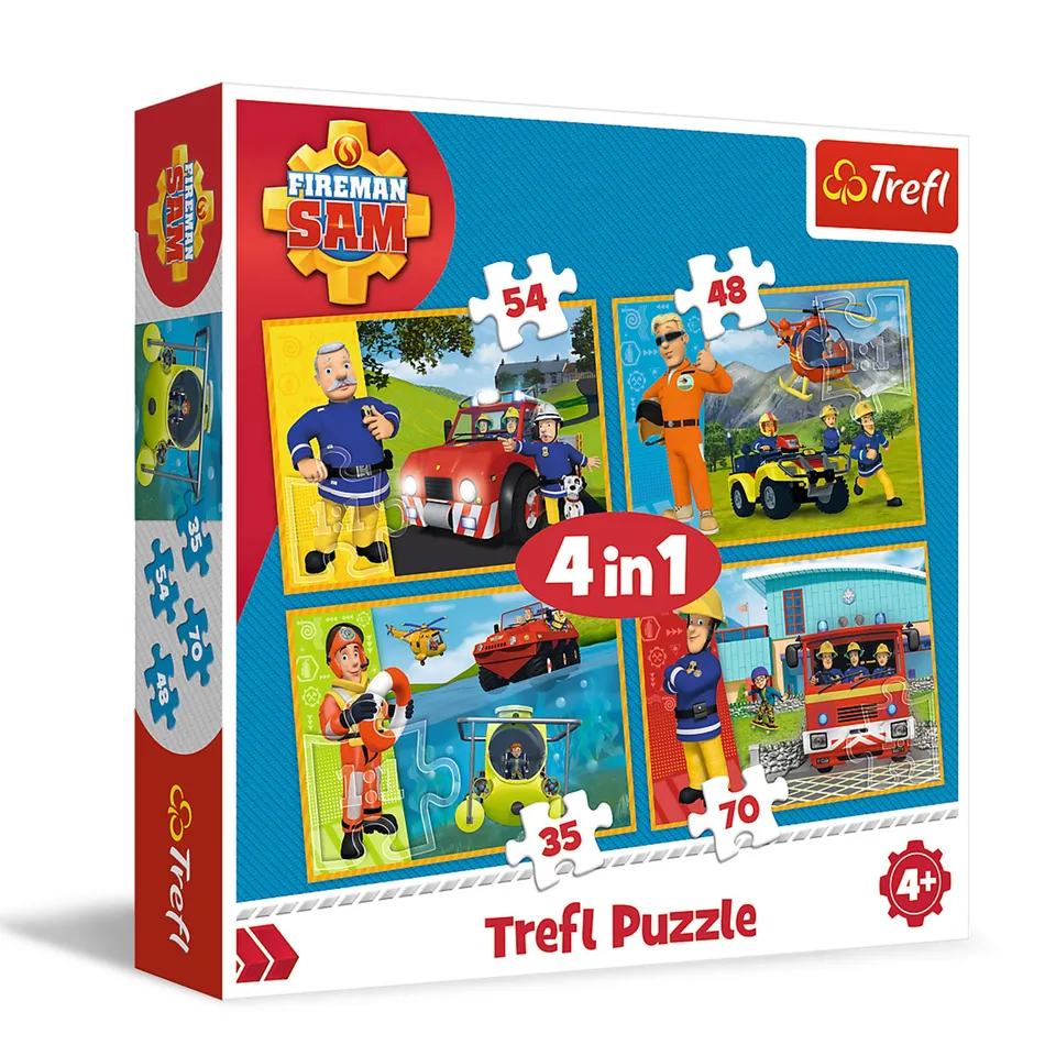 trefl-red-34311-sam-le-pompier-puzzle-4-en-1-35-70 image 1
