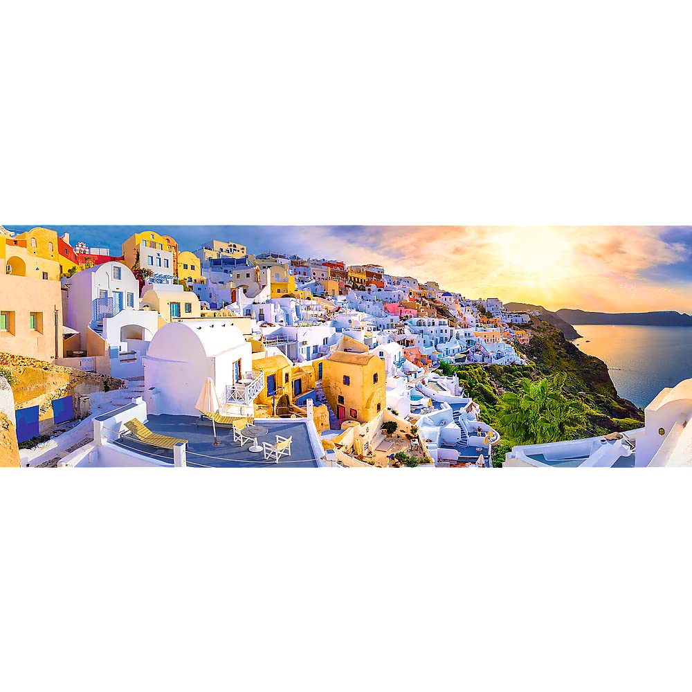 trefl-red-santorin-puzzle-panoramique-1000-pi-ces-coucher-soleil image 2