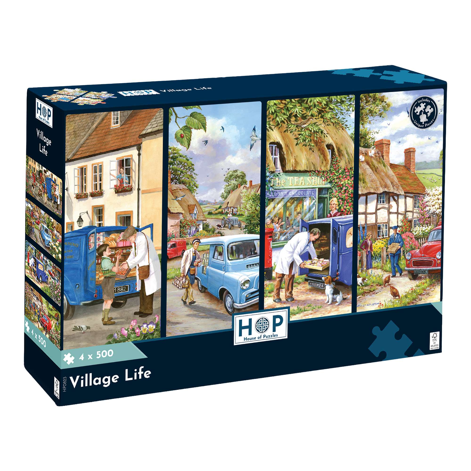 house-of-puzzles-village-life-lot-4-puzzles-500-pi-ces image 1