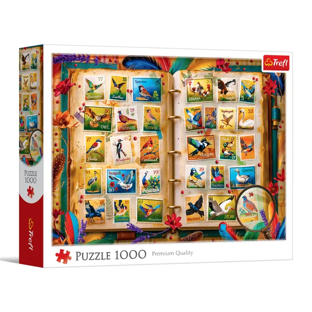 trefl-red-atlas-des-oiseaux-timbres-puzzle-1000-pi-ces-14-ans image 1
