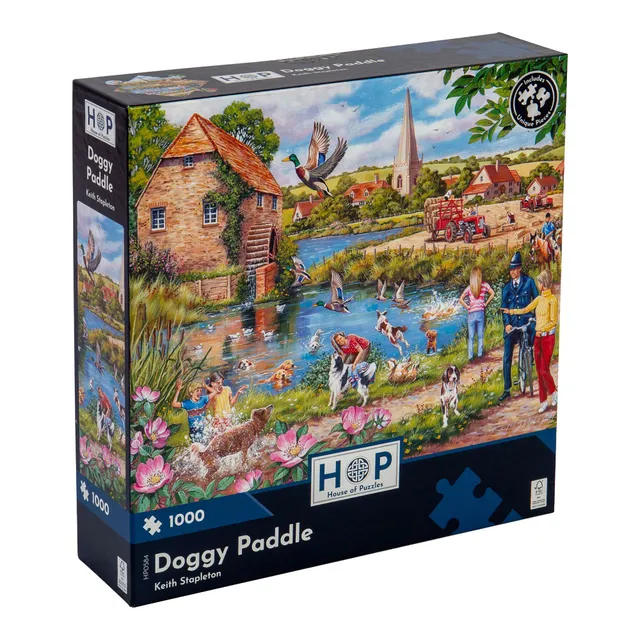 house-of-puzzles-doggy-paddle-puzzle-1000-pi-ces-chiens-keith-stapleton image 1