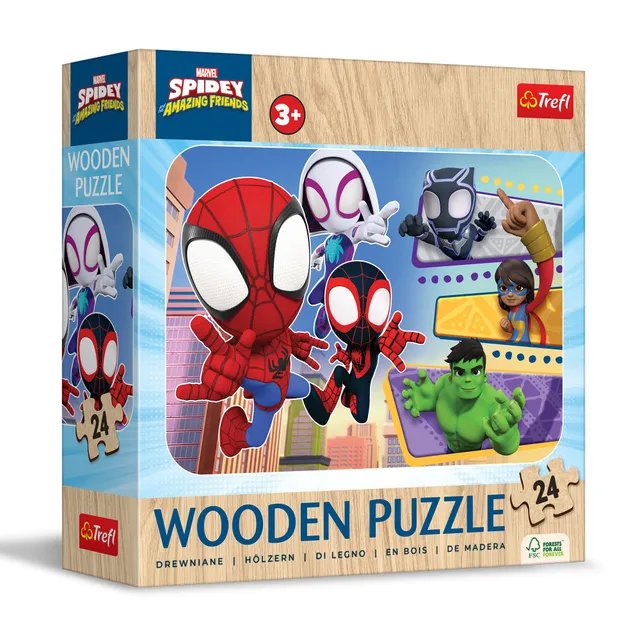 trefl-wood-craft-marvel-spidey-puzzle-bois-24-pi-ces-3-ans image 1