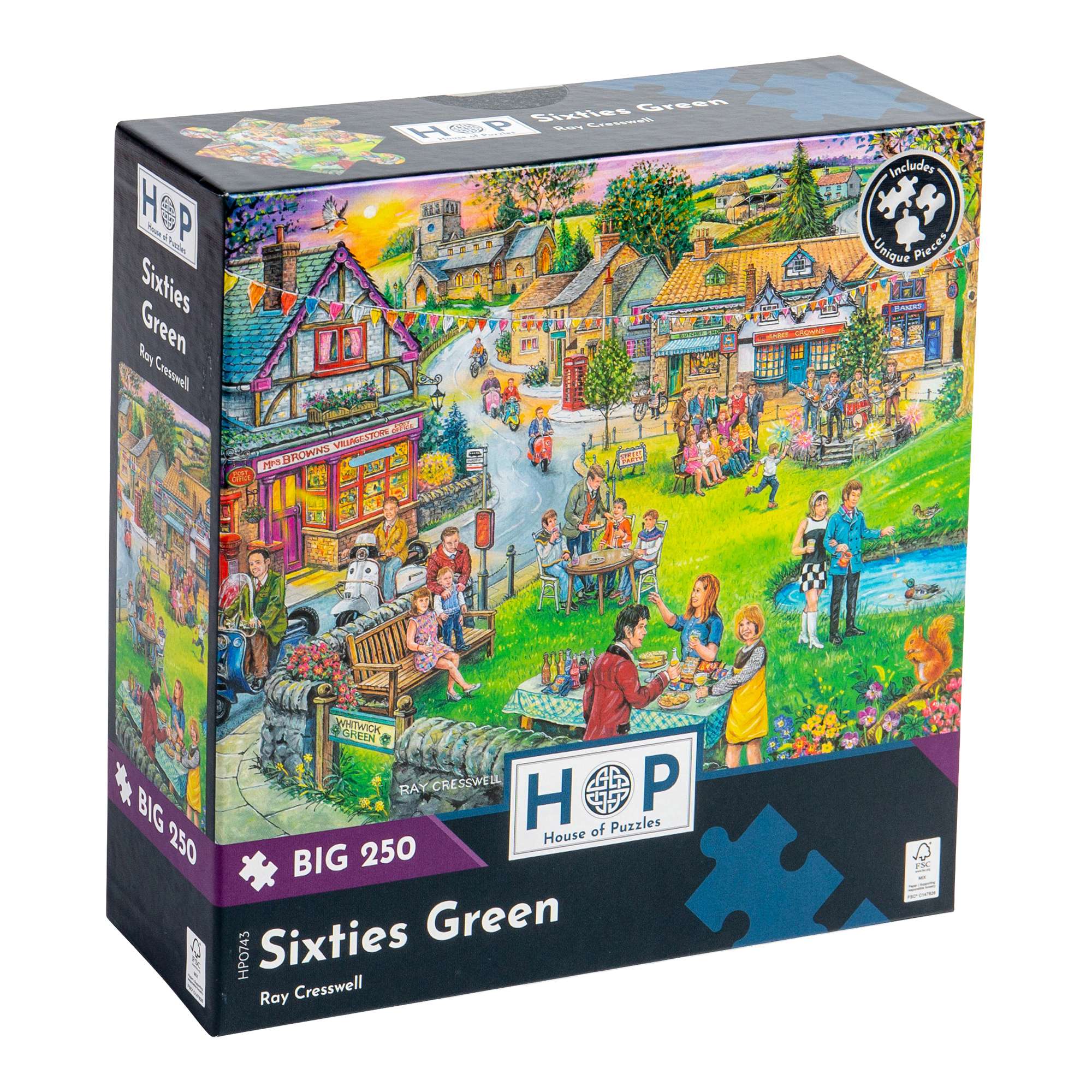 house-of-puzzles-sixties-green-puzzle-250-grandes-pi-ces-famille image 1