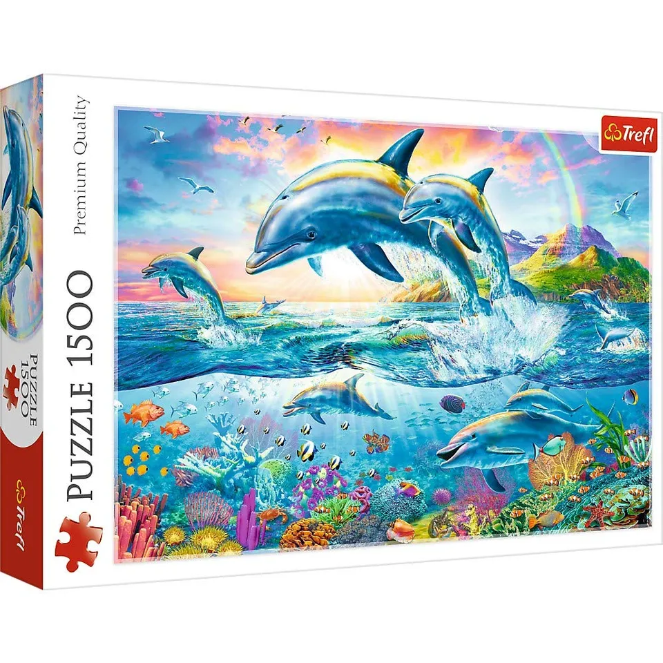 trefl-premium-plus-puzzle-1500-pieces-famille-dauphins image 1