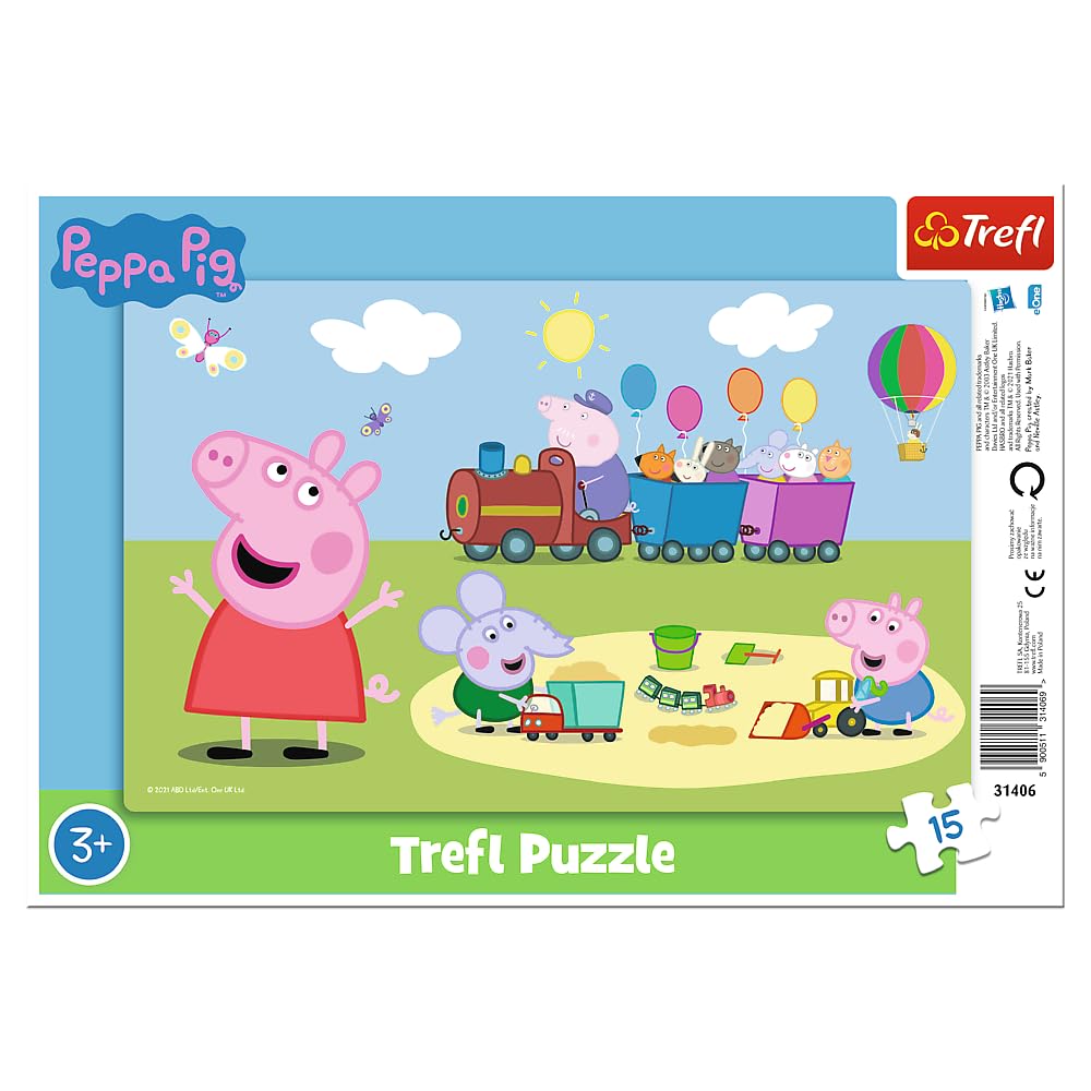 trefl-peppa-pig-jolly-train-puzzle-cadre-15-pi-ces-3-ans image 1