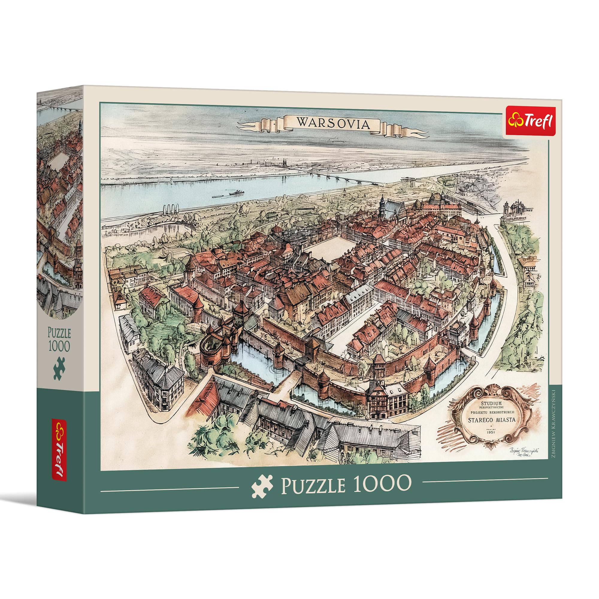 trefl-red-varsovie-1951-puzzle-1000-pi-ces-plan-historique image 1