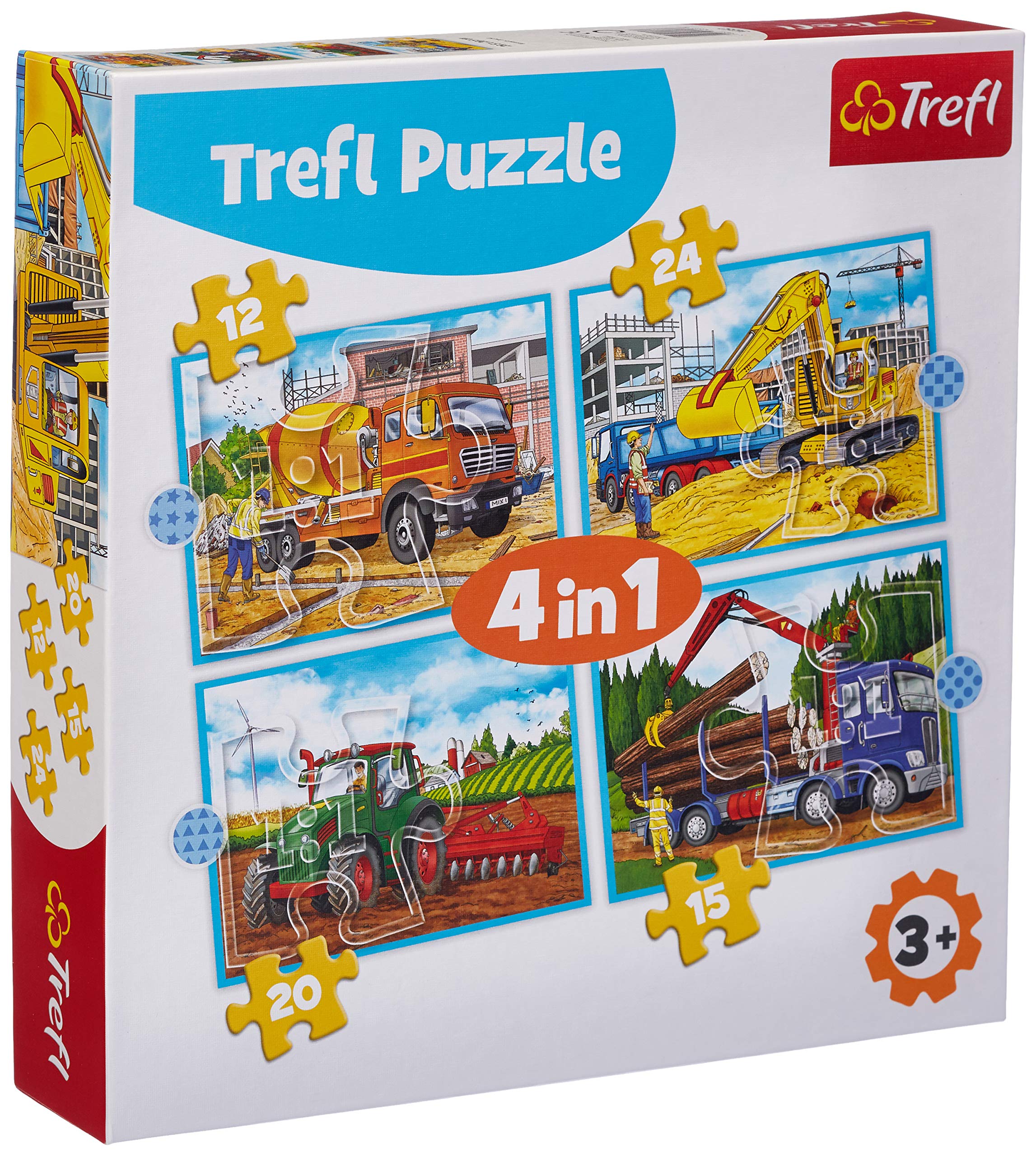 trefl-red-engins-de-chantier-puzzle-4-jeux-12-24-pi-ces image 1