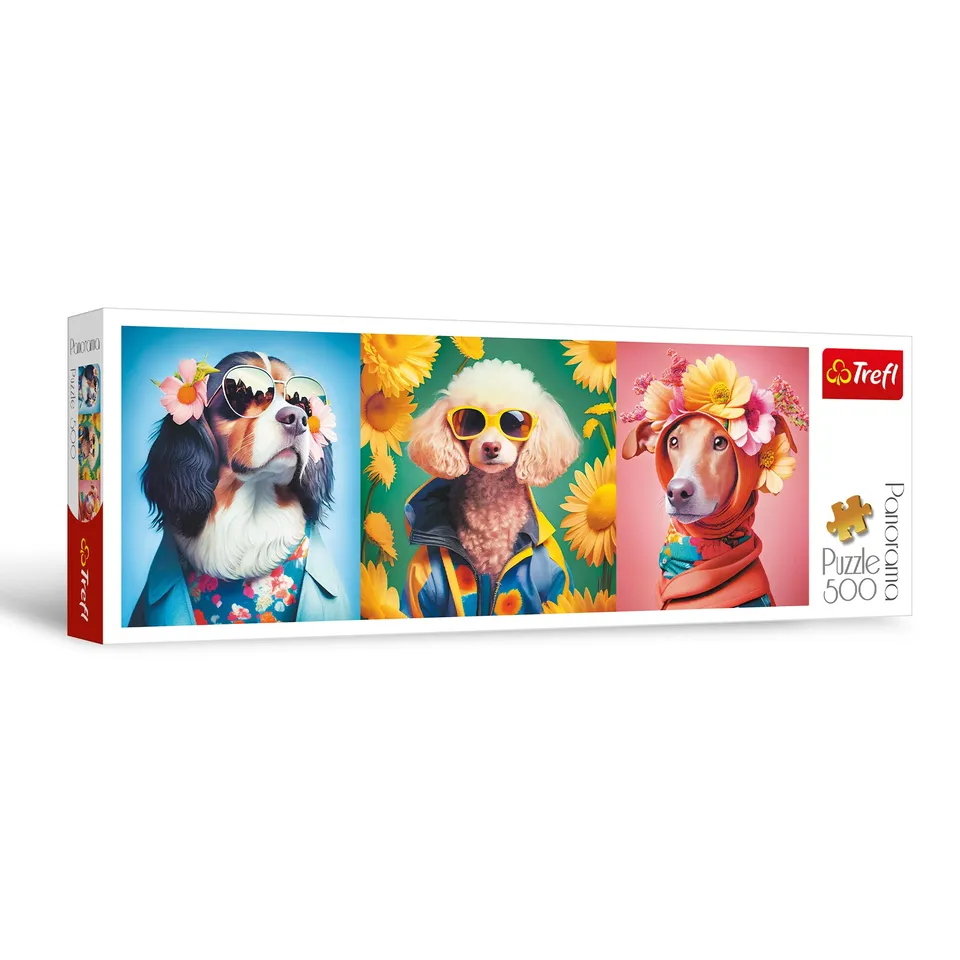 trefl-red-d-fil-de-mode-chien-puzzle-500-pi-ces-panoramique image 1