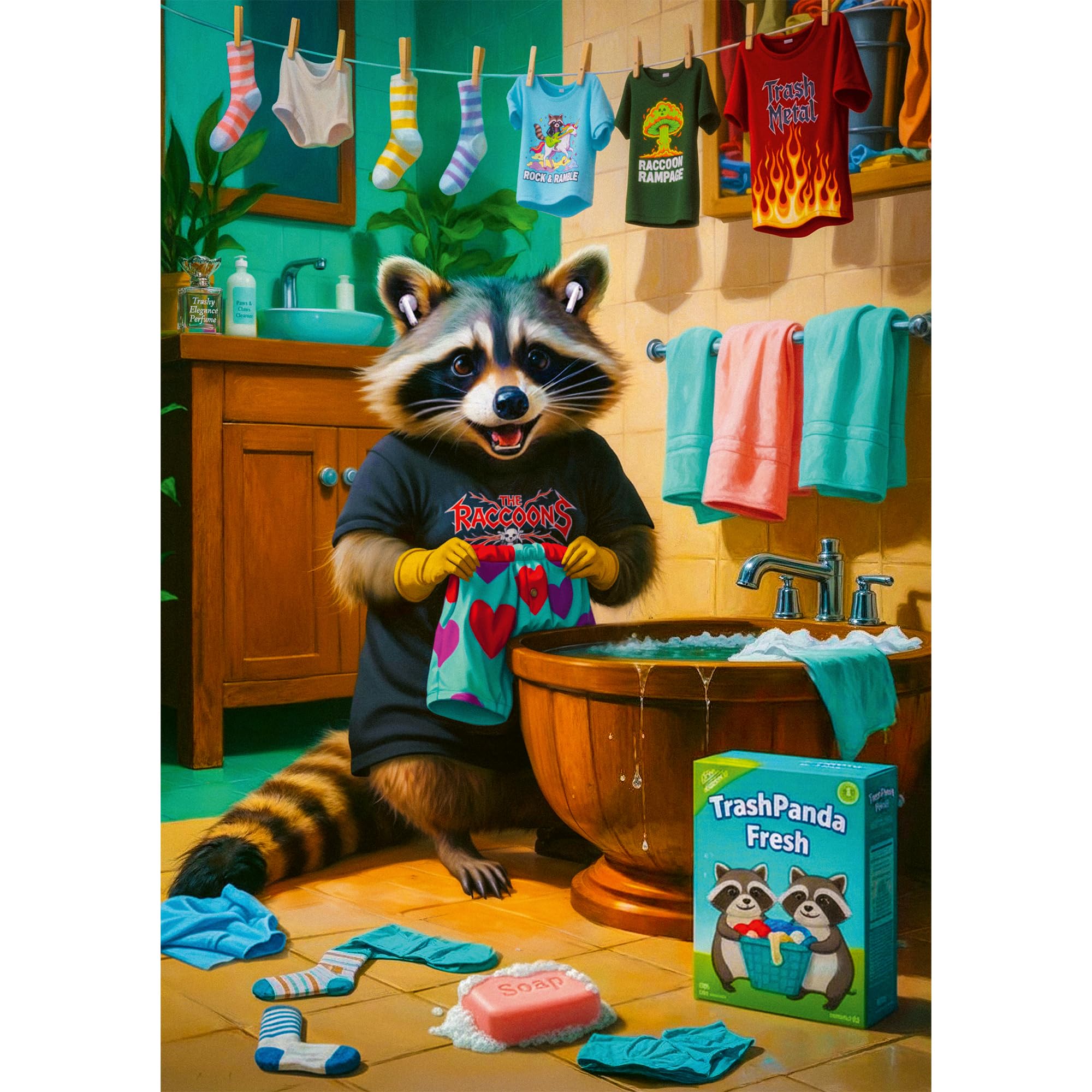 trefl-premium-plus-jour-de-lessive-puzzle-1000-pi-ces-raton-laveur image 2