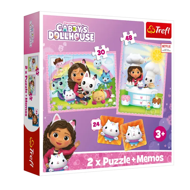 trefl-gabby-maison-magique-puzzle-enfant-2-en-1-memory image 1
