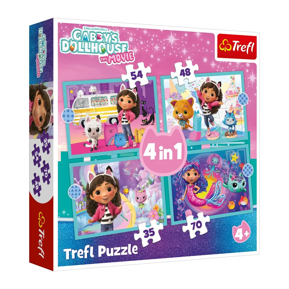 trefl-red-gabby-s-dollhouse-puzzle-4-en-1-35-70-pi-ces image 1