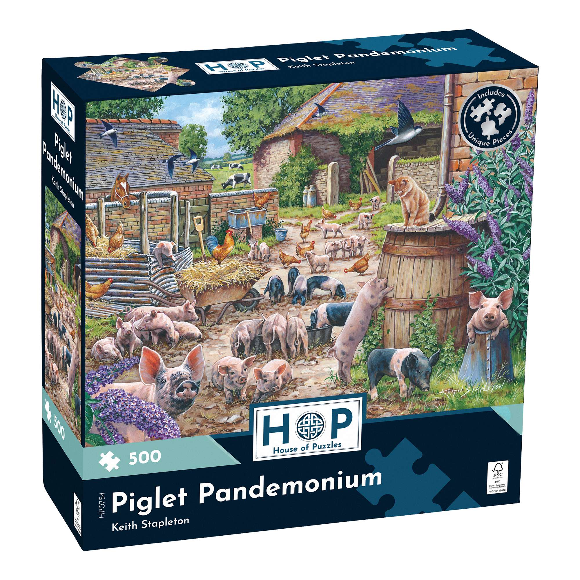 house-of-puzzles-piglet-pandemonium-puzzle-500-pi-ces-ferme image 1