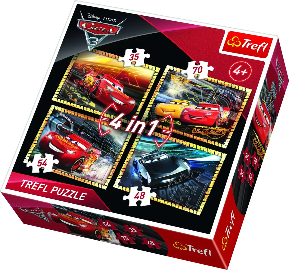 trefl-red-cars-3-puzzle-4-en-1-35-48-54-70-pi-ces image 1