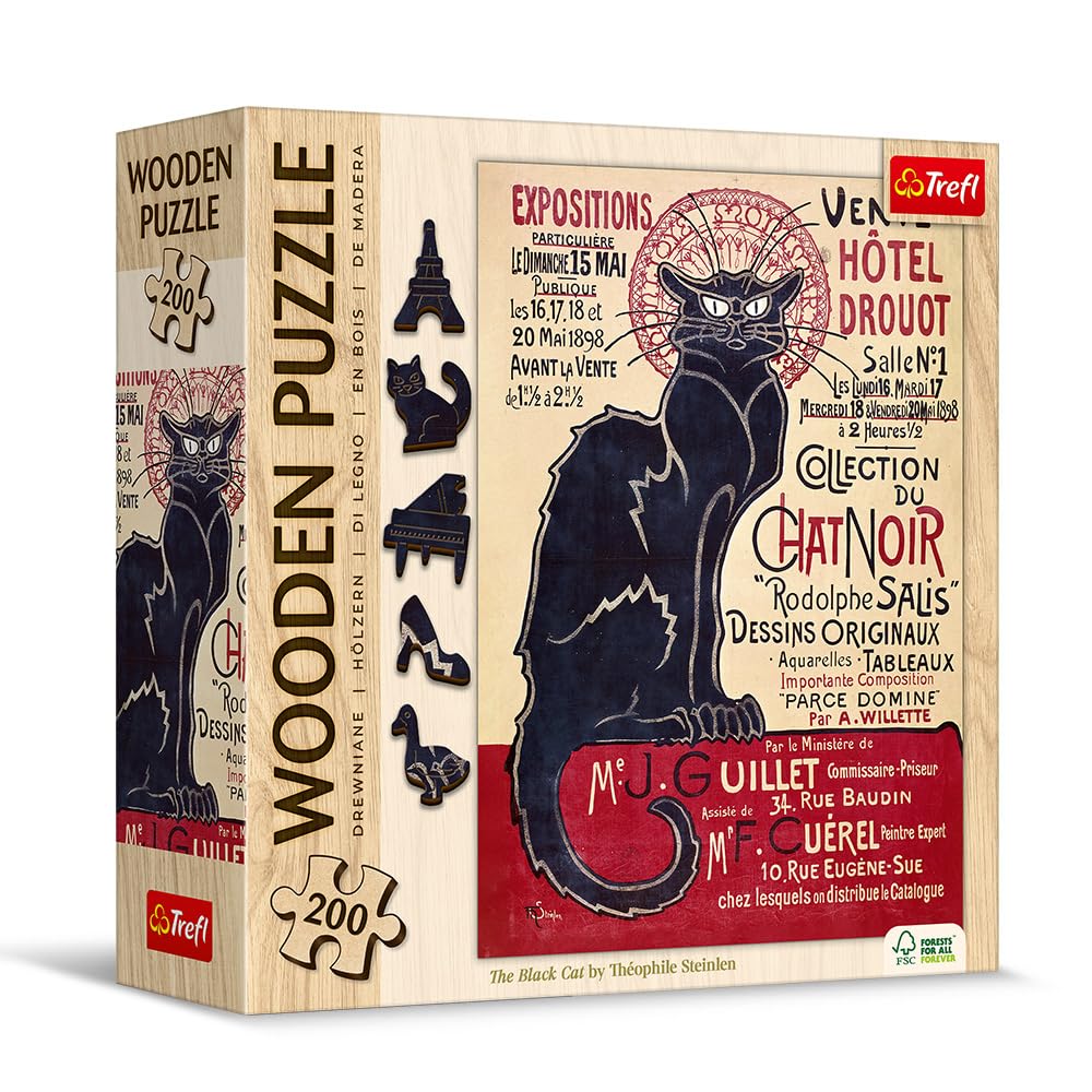trefl-wood-craft-chat-noir-steinlen-puzzle-bois-200-pi-ces image 2