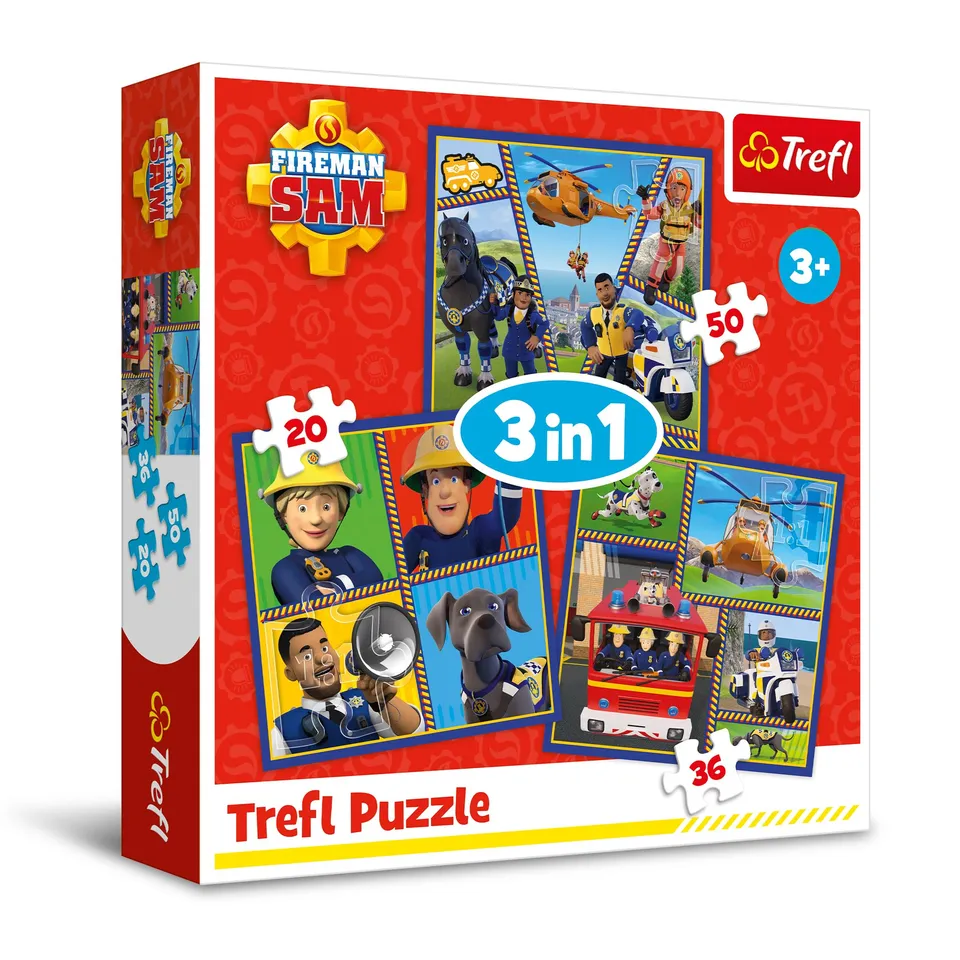 trefl-red-sam-le-pompier-puzzle-3en1-enfant-3-ans image 1