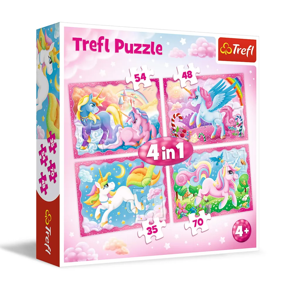 trefl-red-monde-magique-des-licornes-puzzle-4-en-1-enfant image 1