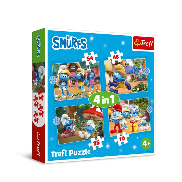 trefl-red-schtroumpfs-village-puzzle-4-en-1-enfant image 1