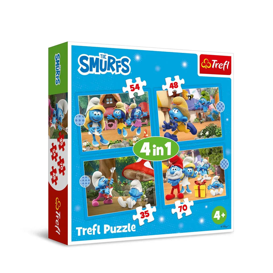 trefl-red-schtroumpfs-village-puzzle-4-en-1-enfant image 1