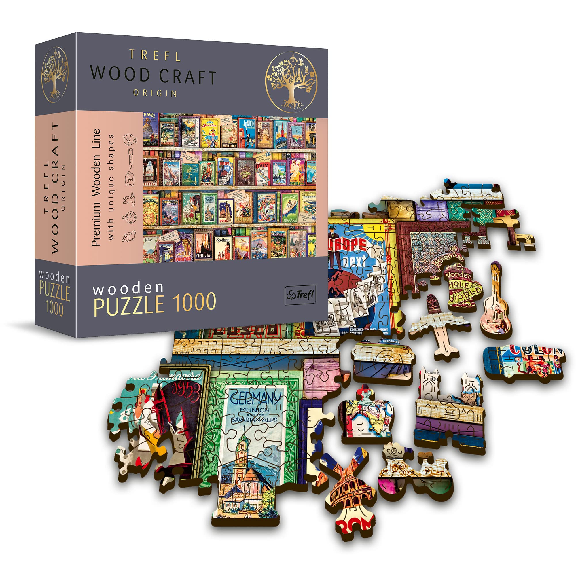 trefl-wood-craft-world-travel-guide-20176-puzzle-bois-1000-pcs image 1