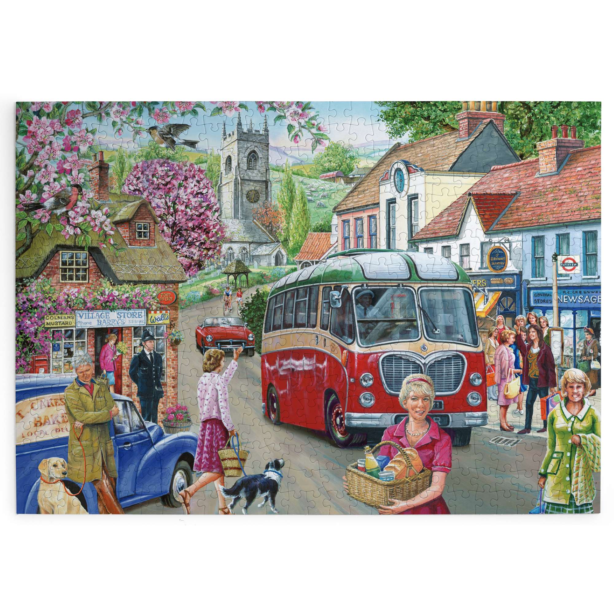 house-of-puzzles-here-comes-the-bus-puzzle-500-pi-ces-village image 2