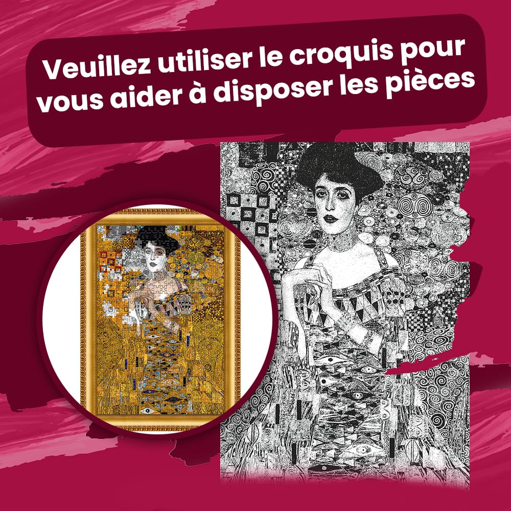 trefl-red-adele-bloch-bauer-i-puzzle-500-pi-ces-avec-cadre image 4