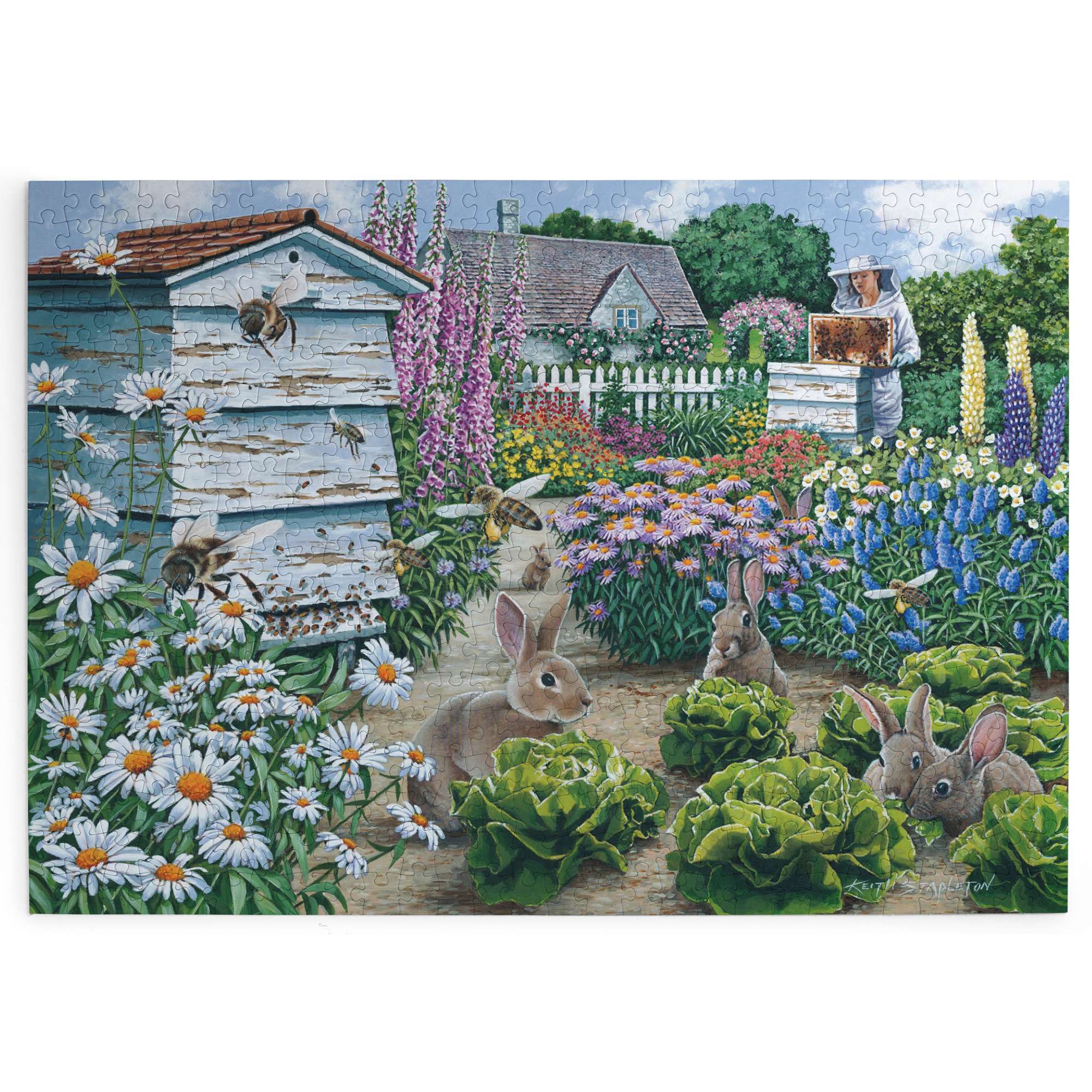 house-of-puzzles-honey-bunnies-puzzle-500-pi-ces-lapins-jardin image 2