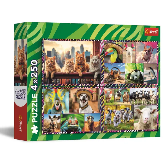 trefl-red-animaux-dr-les-puzzle-4-en-1-4x250-pi-ces image 1