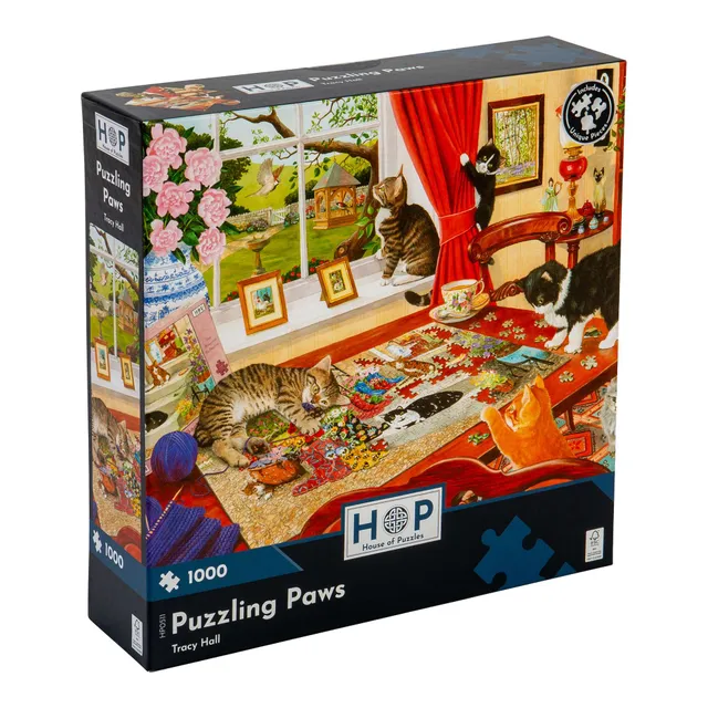 house-of-puzzles-puzzling-paws-puzzle-1000-pi-ces-animaux-tracy-hall image 1