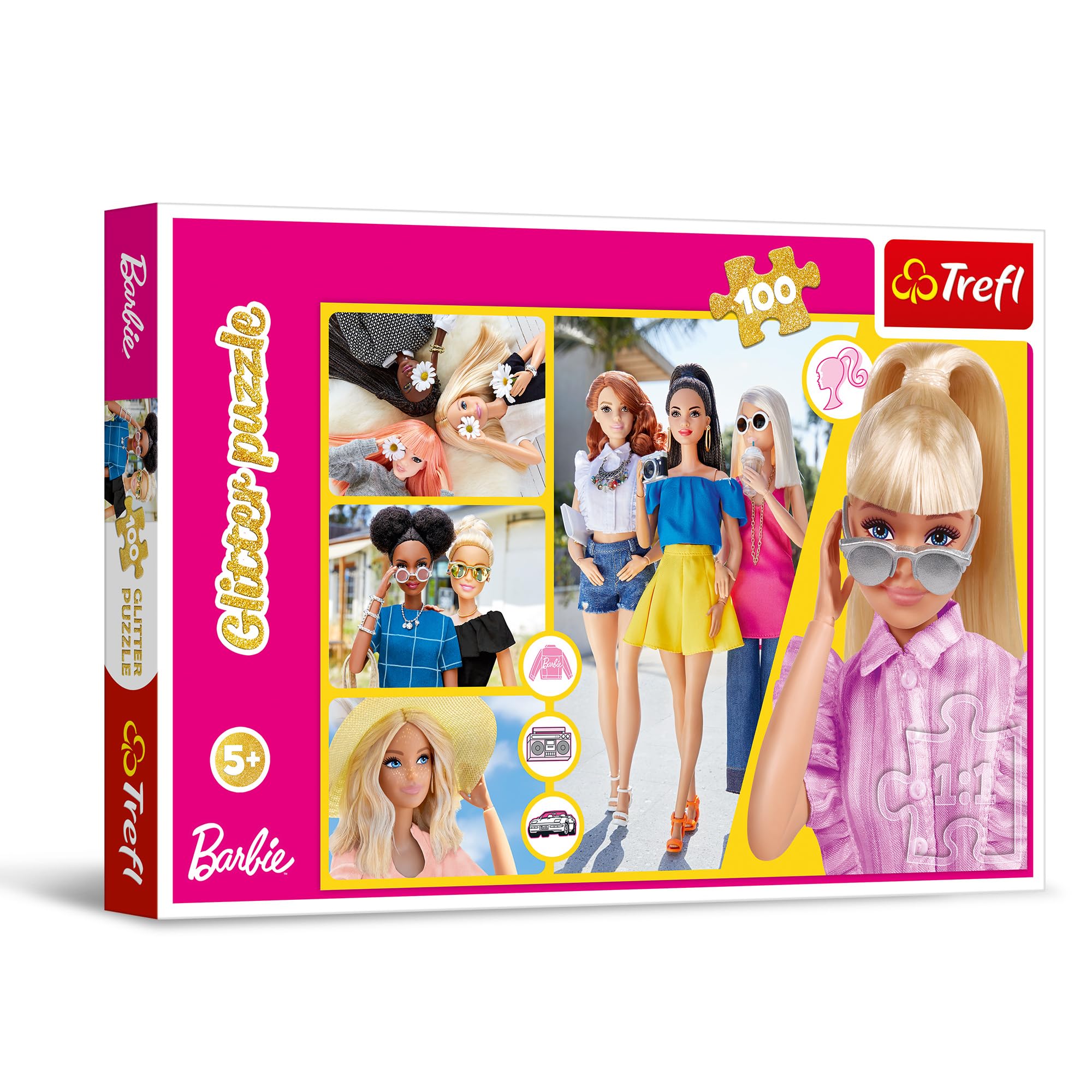 trefl-red-barbie-glitter-puzzle-100-pi-ces-dor-fille image 1