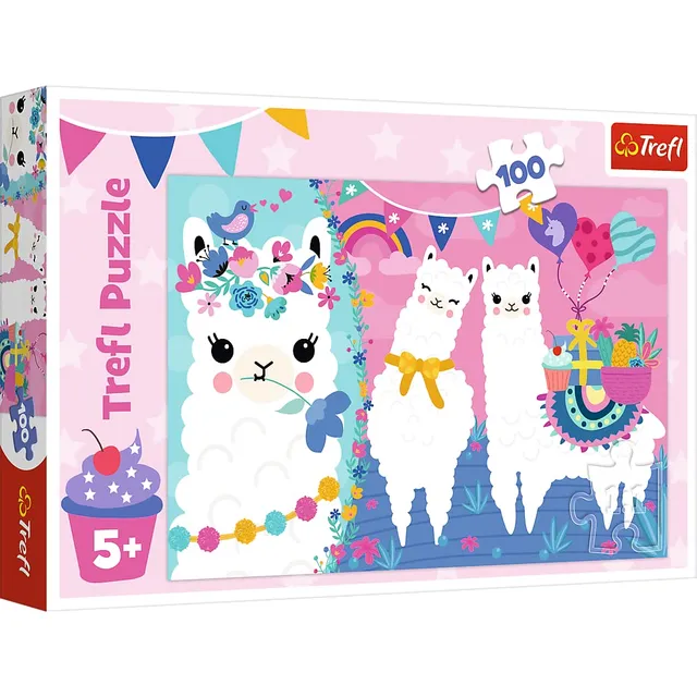 trefl-red-lamas-joyeux-puzzle-100-pi-ces-5-ans-animaux image 1