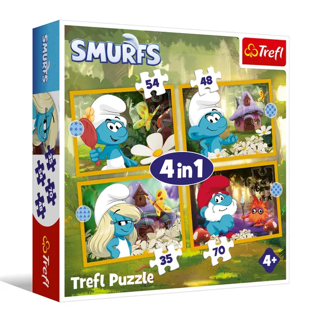 trefl-red-schtroumpfs-4-en-1-puzzle-35-70-pi-ces image 1