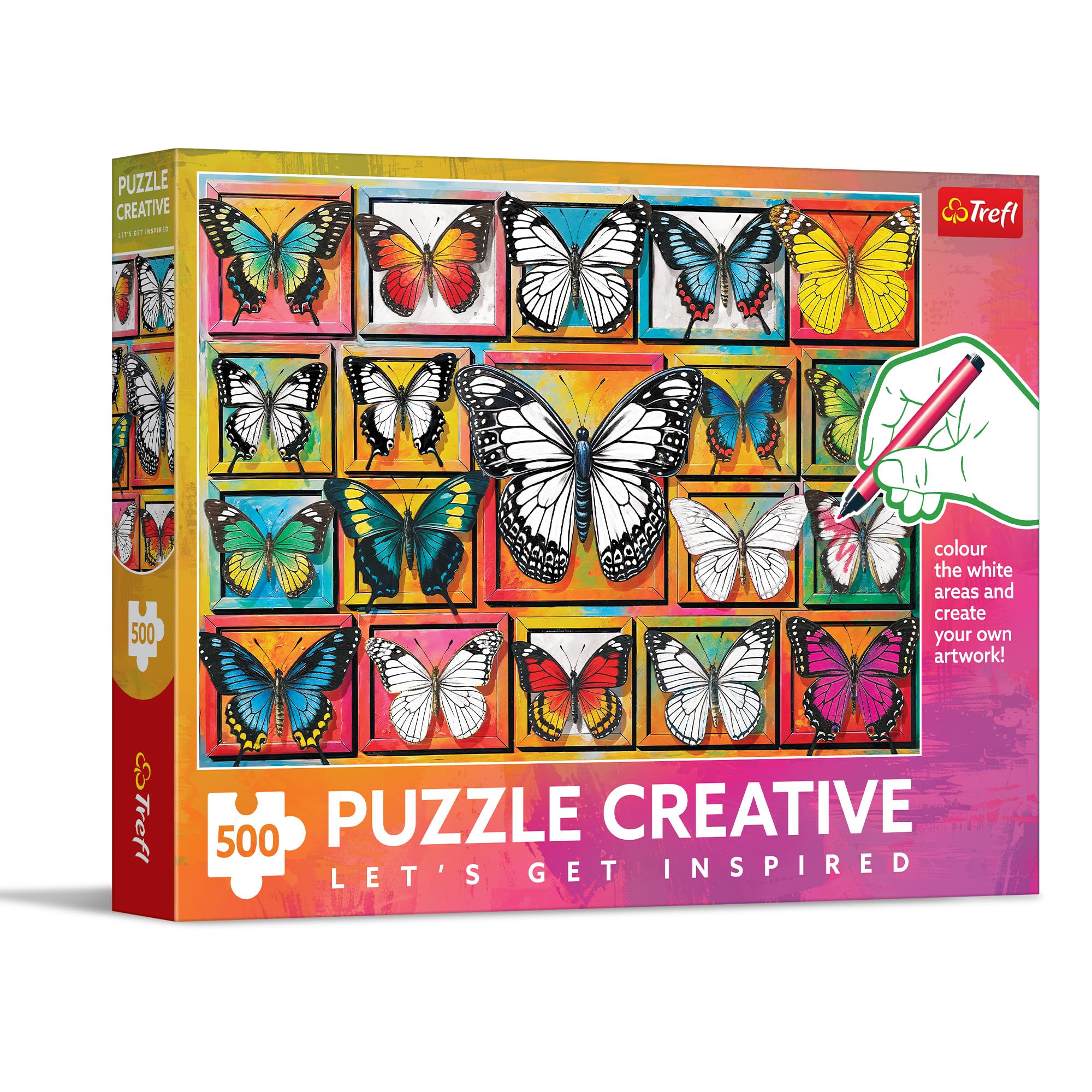 trefl-red-creative-collection-papillons-puzzle-500-pi-ces-colorier image 1
