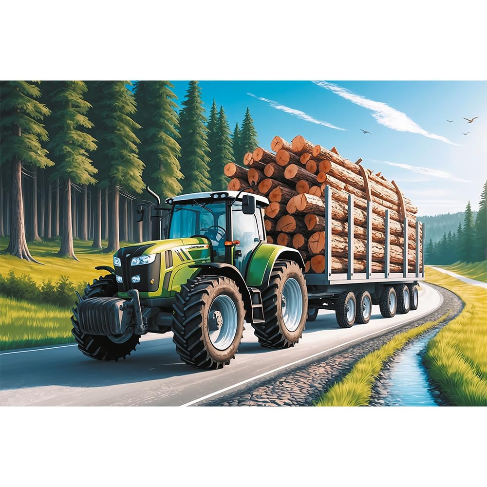 trefl-red-puzzle-100-pieces-tracteur-forestier image 2