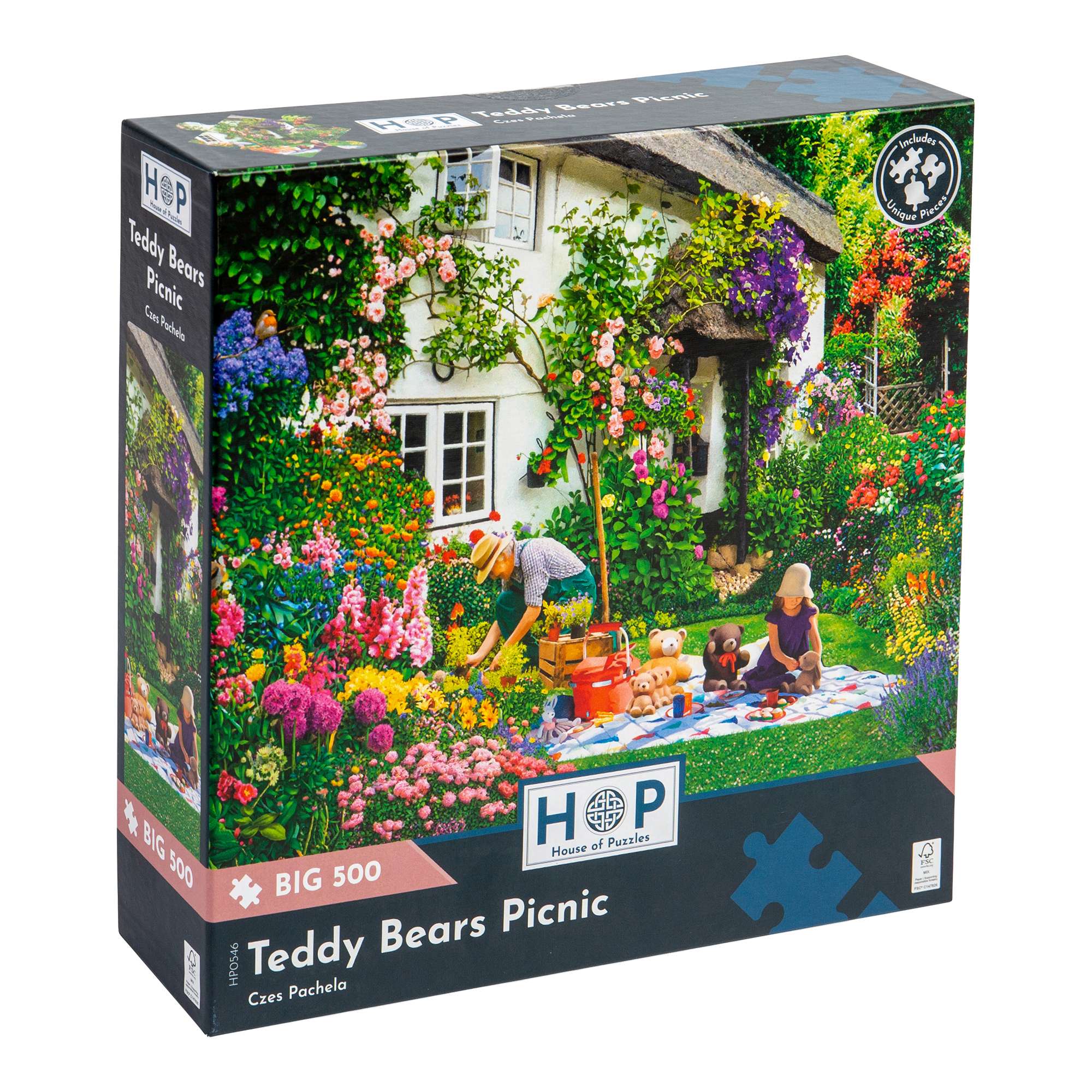 house-of-puzzles-teddy-bears-picnic-puzzle-big-500-pi-ces-jardin image 1