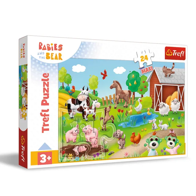 trefl-red-babies-and-bear-puzzle-24-maxi-enfant-3-ans image 1