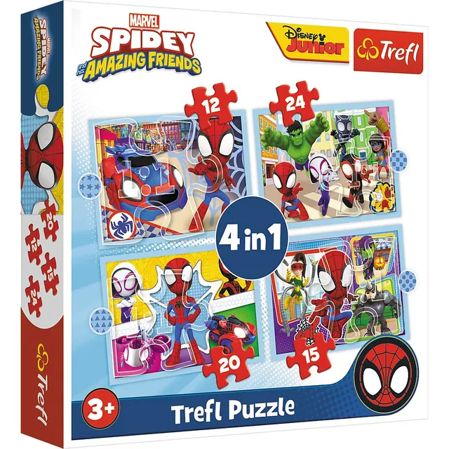 trefl-red-spidey-puzzle-4en1-12-24-pi-ces-marvel image 1