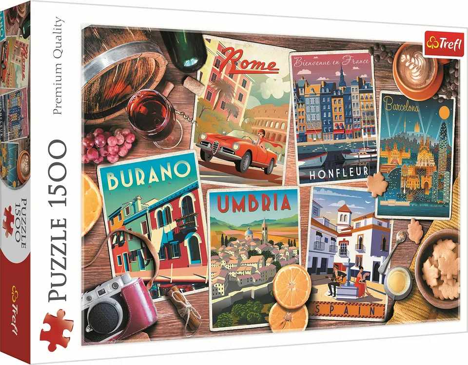 trefl-red-voyages-en-europe-puzzle-1500-pi-ces-collage-vintage image 1