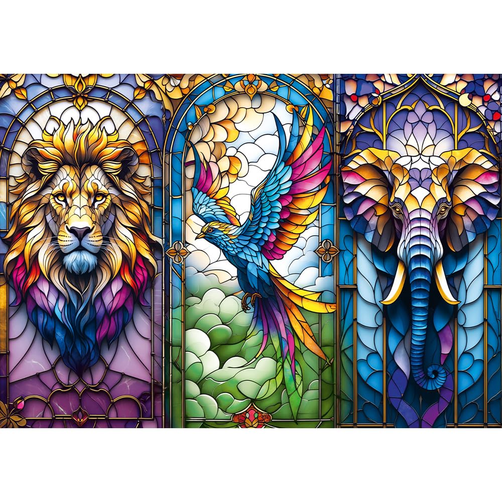 trefl-red-vitrail-animaux-puzzle-1000-pi-ces-exotiques image 2