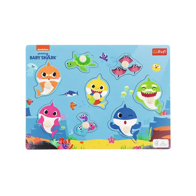 trefl-wood-craft-puzzle-bois-baby-shark-18-mois image 1