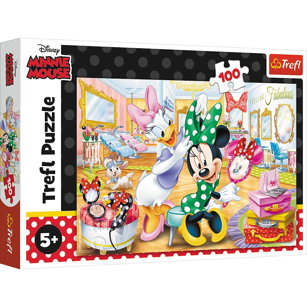 trefl-red-minnie-puzzle-100-pi-ces-salon-de-beaut-disney image 1