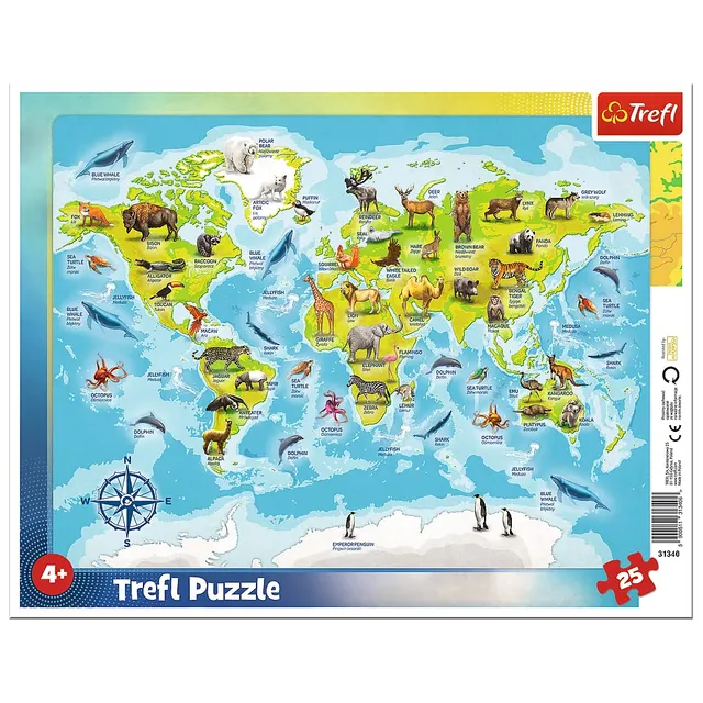 trefl-red-carte-du-monde-animaux-puzzle-25-pi-ces-4-ans image 1