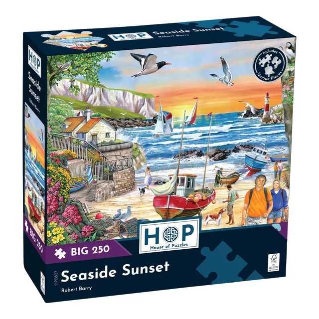 house-of-puzzles-seaside-sunset-big-250-puzzle-250-pi-ces-coucher-de-soleil image 1