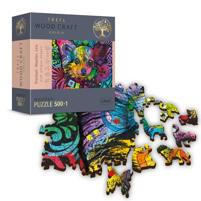 trefl-wood-craft-chien-color-puzzle-bois-501-pi-ces-animaux image 1