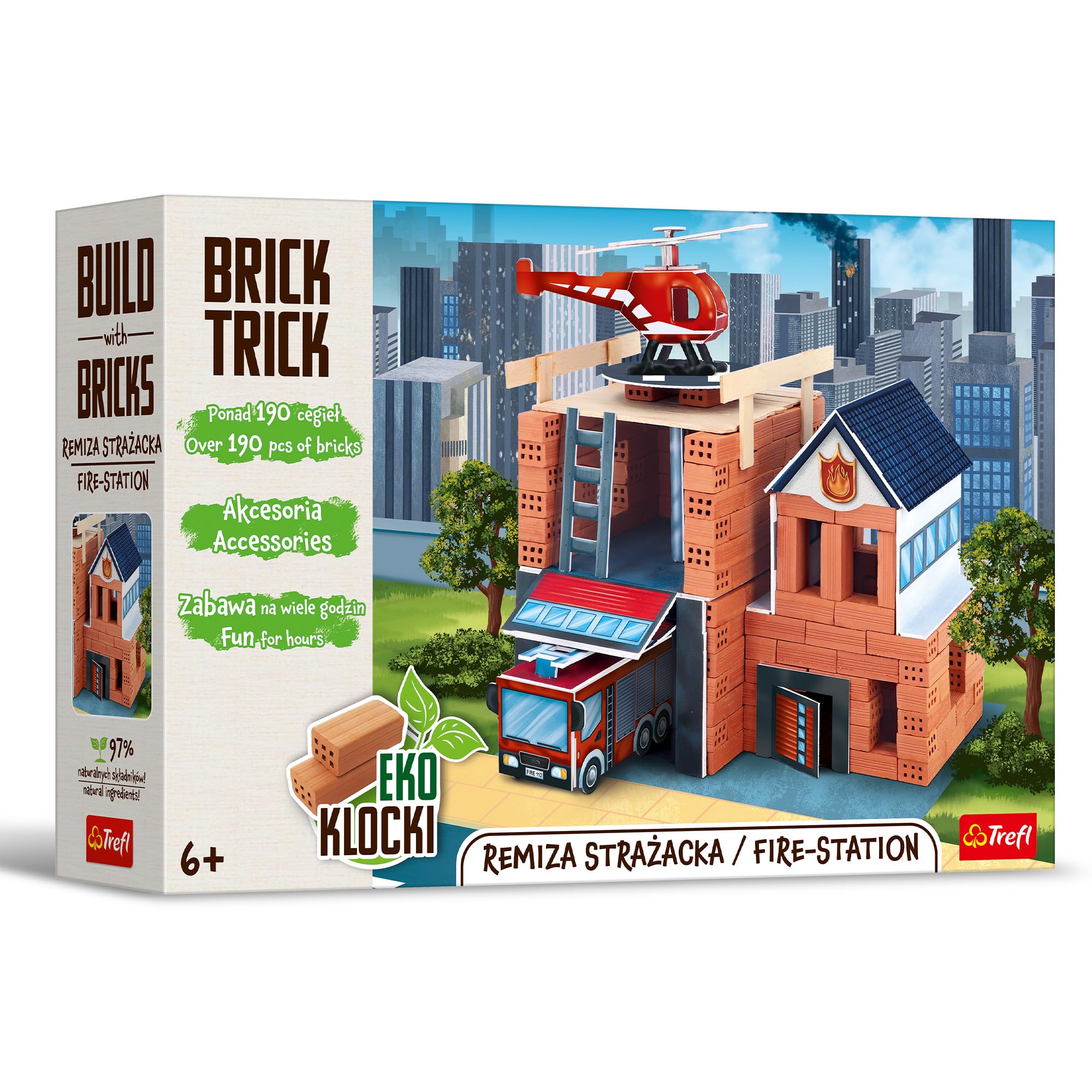 trefl-red-brick-trick-caserne-pompiers-kit-190-briques-6-ans image 1
