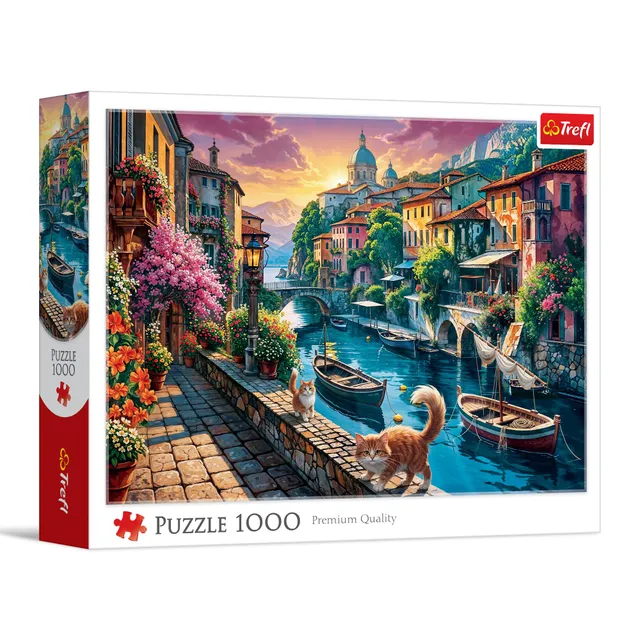 trefl-red-vacances-en-italie-puzzle-1000-pi-ces-rue-canal-chats image 1