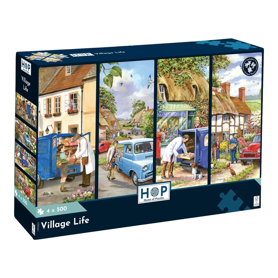 house-of-puzzles-village-life-lot-4-puzzles-500-pi-ces image 1