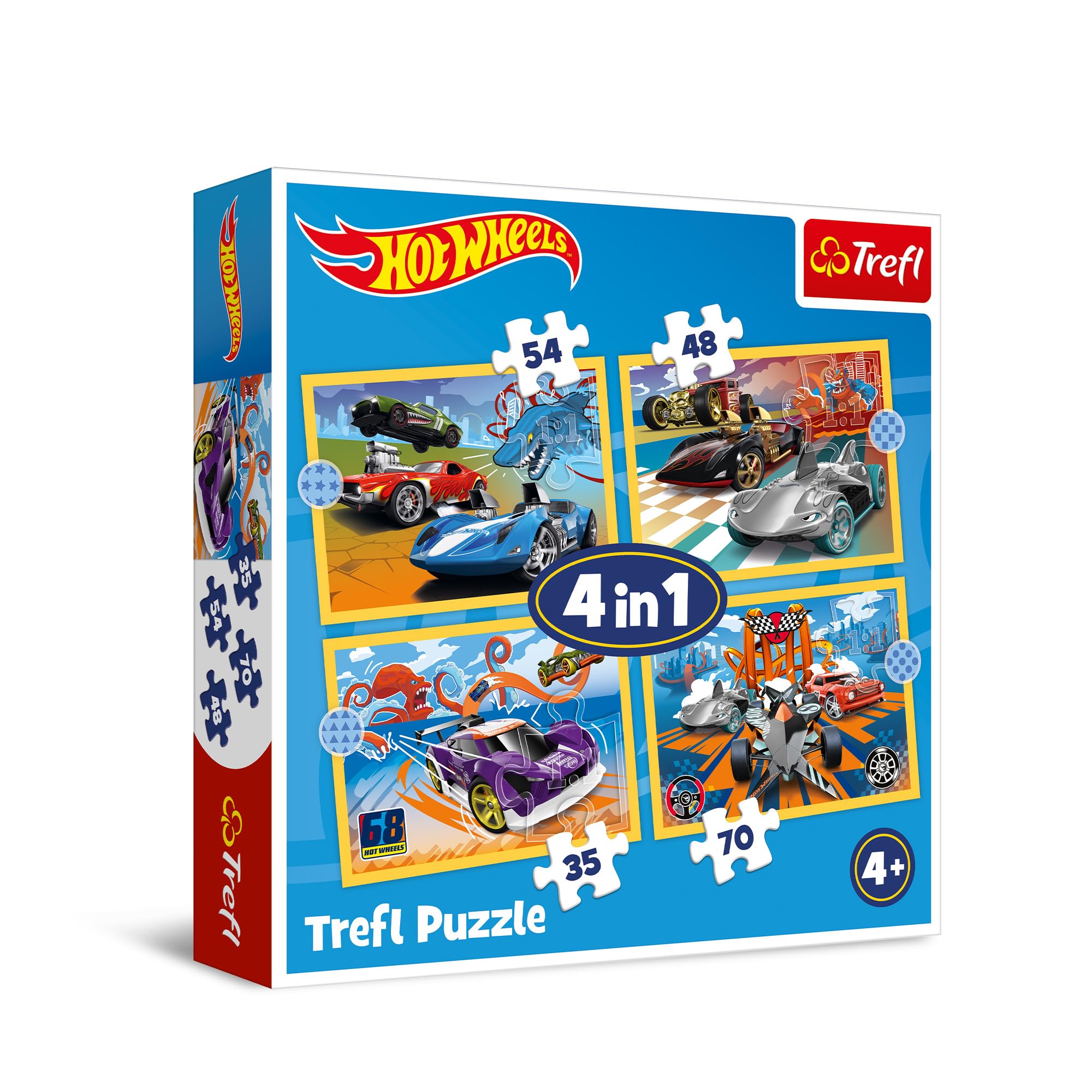 trefl-hot-wheels-voitures-puzzle-4-en-1-35-70-pi-ces-glitter image 1
