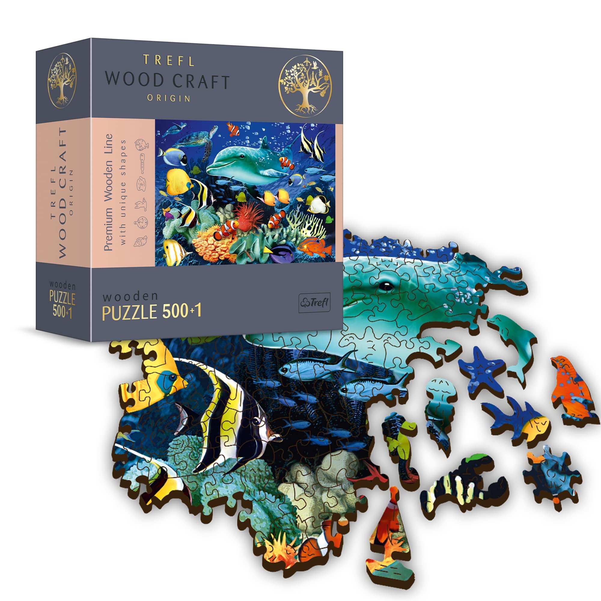 trefl-wood-craft-vie-marine-puzzle-en-bois-501-pi-ces-50-figures image 1
