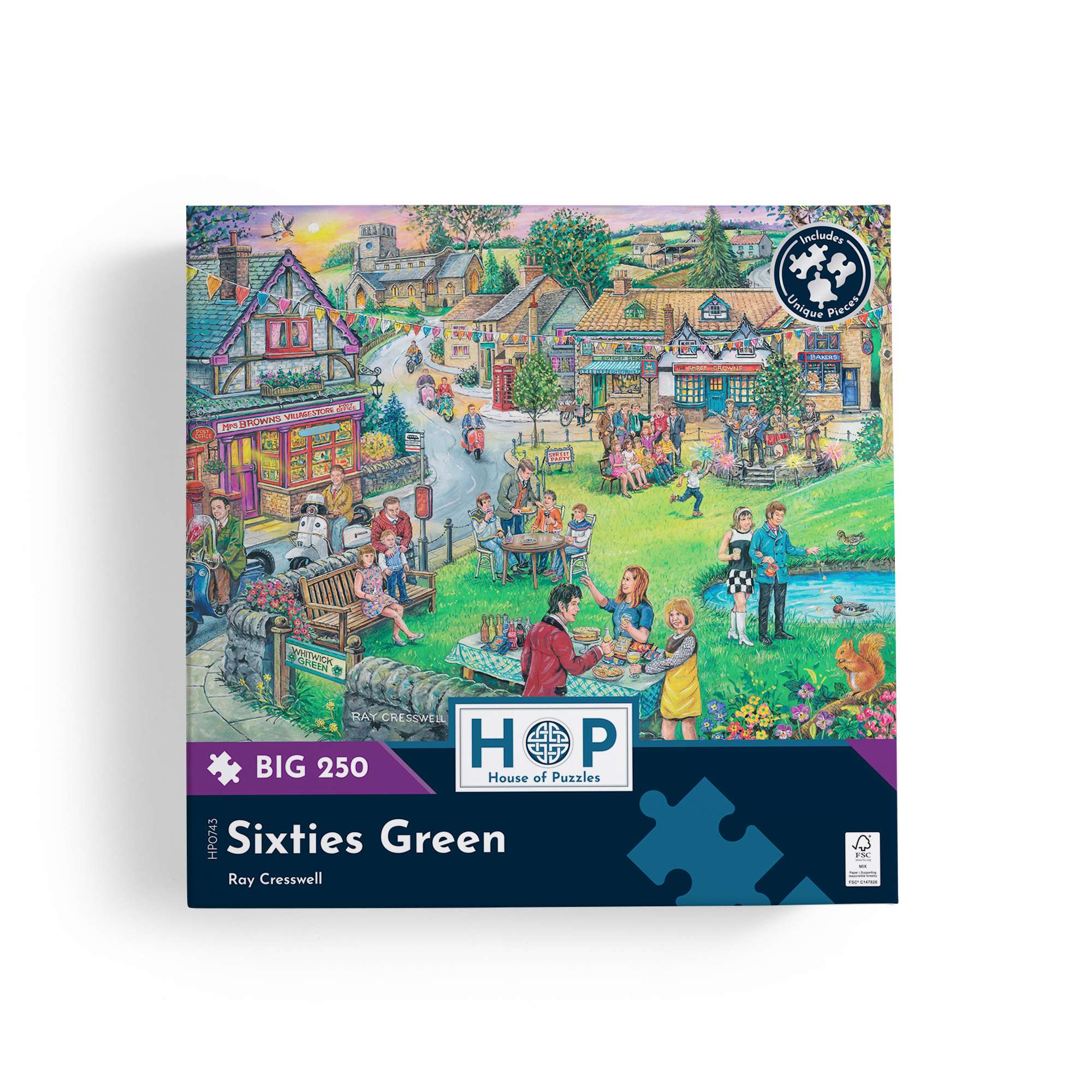 house-of-puzzles-sixties-green-puzzle-250-grandes-pi-ces-famille image 4