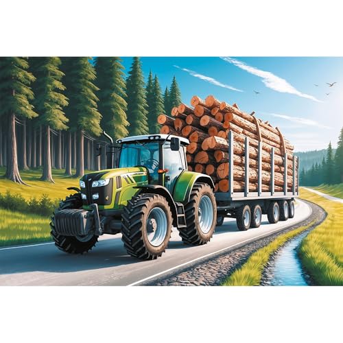 trefl-red-puzzle-100-pieces-tracteur-forestier image 8